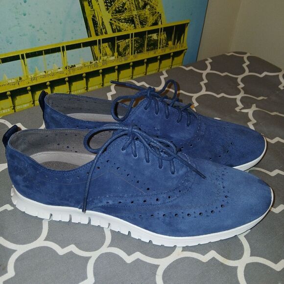 Cole HAAN zerogrand Lightweight Blue Suede Shoes Sz.8 B - Picture 1 of 6